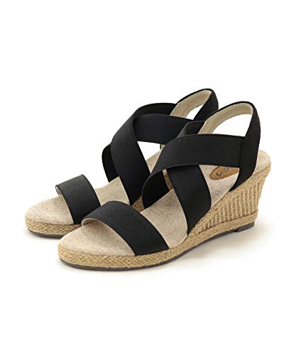 [セスト] 7cmヒール ゴムフィットサンダル レディース L ブラック AHS0401-BLK-L